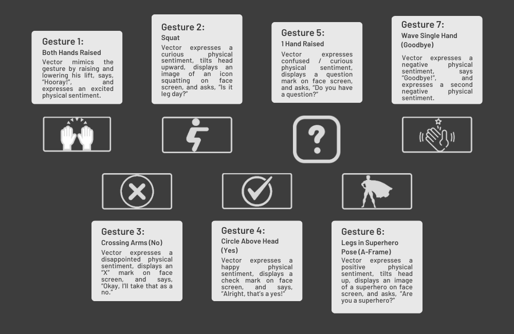 Vector responses and display screen graphic projections to classifications